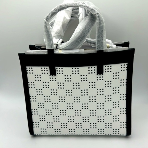 Marc Jacobs Mini Grind Cotton Perforated Leather Crossbody Tote Bag Purse - Picture 3 of 11